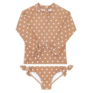 minnow Rashguards<Girls Rashguard Set Mocha Dot