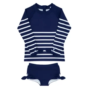 minnow Rashguards<Girls Rashguard Set | Swim Navy Breton Stripe