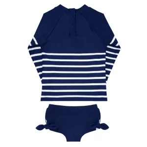 minnow Rashguards<Girls Rashguard Set | Swim Navy Breton Stripe
