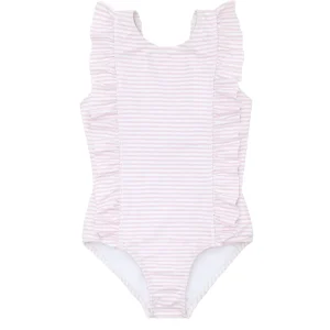 minnow One Pieces<Girls Ruffle One Piece Pink Stripe