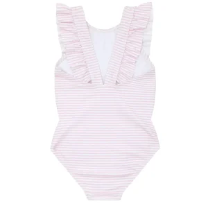 minnow One Pieces<Girls Ruffle One Piece Pink Stripe