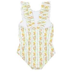 minnow One Pieces<Girls Ruffle One Piece Linear Citrus