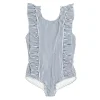 minnow One Pieces<Girls Ruffle One Piece | Swim Navy Stripe
