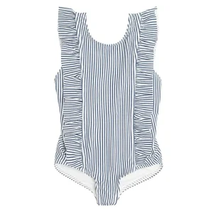 minnow One Pieces<Girls Ruffle One Piece | Swim Navy Stripe