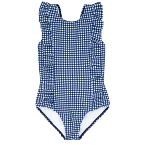 minnow Rashguards<Girls Ruffle One Piece | Swim Navy Gingham