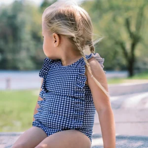minnow Rashguards<Girls Ruffle One Piece | Swim Navy Gingham