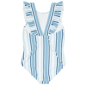 minnow Rashguards<Girls Ruffle One Piece | Swim Freshwater Stripe