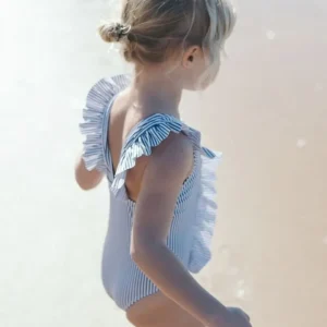 minnow One Pieces<Girls Ruffle One Piece | Swim Navy Stripe