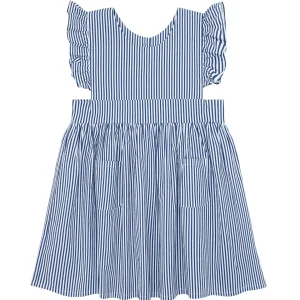 minnow Dresses<Girls Ruffle Sleeve Dress Navy Stripe