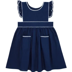 minnow Dresses<Girls Ruffle Sleeve Dress Navy