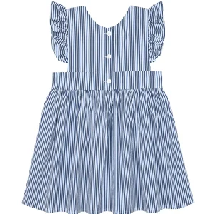 minnow Dresses<Girls Ruffle Sleeve Dress Navy Stripe