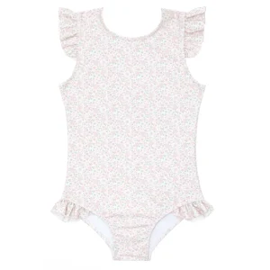 minnow One Pieces<Girls Ruffle Sleeve Rashguard One Piece Antique Floral