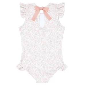 minnow One Pieces<Girls Ruffle Sleeve Rashguard One Piece Antique Floral