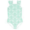 minnow Rashguards<Girls Ruffle Strap One Piece Abaco Green Paisley