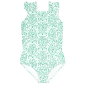 minnow Rashguards<Girls Ruffle Strap One Piece Abaco Green Paisley