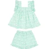 minnow Tops<Girls Ruffle Top And Short Set Abaco Green Paisley