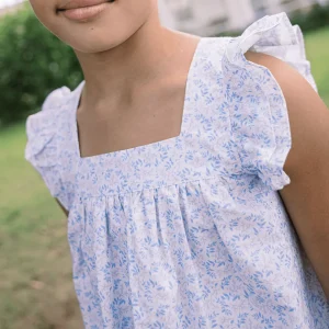 minnow Tops<Girls Ruffle Top And Short Set Briland Blue Botanic