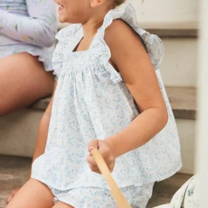 minnow Tops<Girls Ruffle Top And Short Set Briland Blue Botanic
