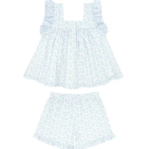 minnow Tops<Girls Ruffle Top And Short Set Briland Blue Botanic