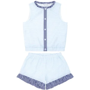minnow Sets<Girls Set Powder Blue Stripe