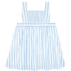 minnow Dresses<Girls Smocked Bib Dress Bahamian Blue Stripe
