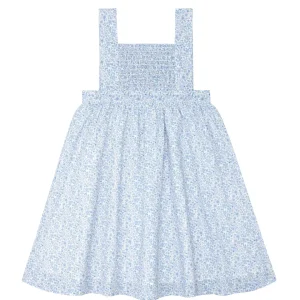 minnow Dresses<Girls Smocked Bib Dress Slate Floral