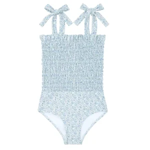 minnow One Pieces<Girls Smocked One Piece Slate Floral