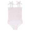 minnow One Pieces<Girls Smocked One Piece Pink Stripe