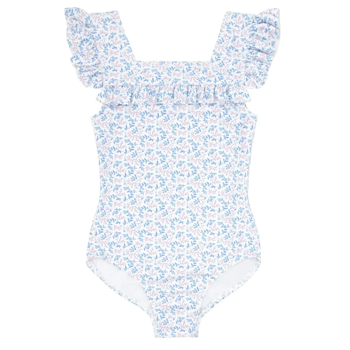 girls_square_neck_double__0-1.webp minnow One Pieces<Girls Square Neck Double Ruffle One Piece Briland Blue Botanic
