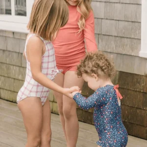 minnow One Pieces<Girls Tie Front One Piece Windowpane