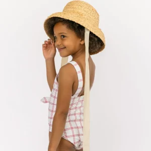 minnow One Pieces<Girls Tie Front One Piece Windowpane