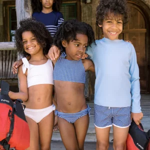 minnow Bikinis<Girls Tie Knot Bikini | Swim Navy Gingham