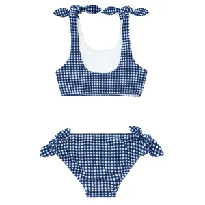 minnow Bikinis<Girls Tie Knot Bikini | Swim Navy Gingham