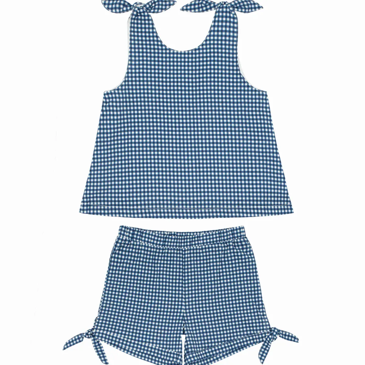 girls_tie_knot_bloomer_se_0.webp minnow Sets<Girls Tie Knot Bloomer Set | Swim Navy Gingham