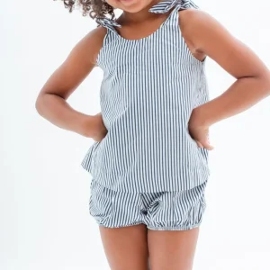 minnow Tops<Girls Tie Knot Bloomer Set Navy Stripe
