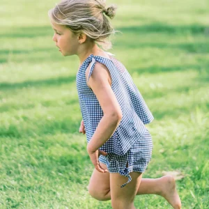 minnow Tops<Girls Tie Knot Bloomer Set | Swim Navy Gingham