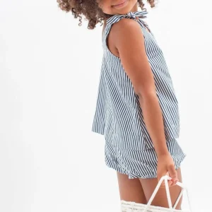 minnow Tops<Girls Tie Knot Bloomer Set Navy Stripe