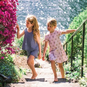 minnow Sets<Girls Tie Knot Bloomer Set | Swim Navy Gingham