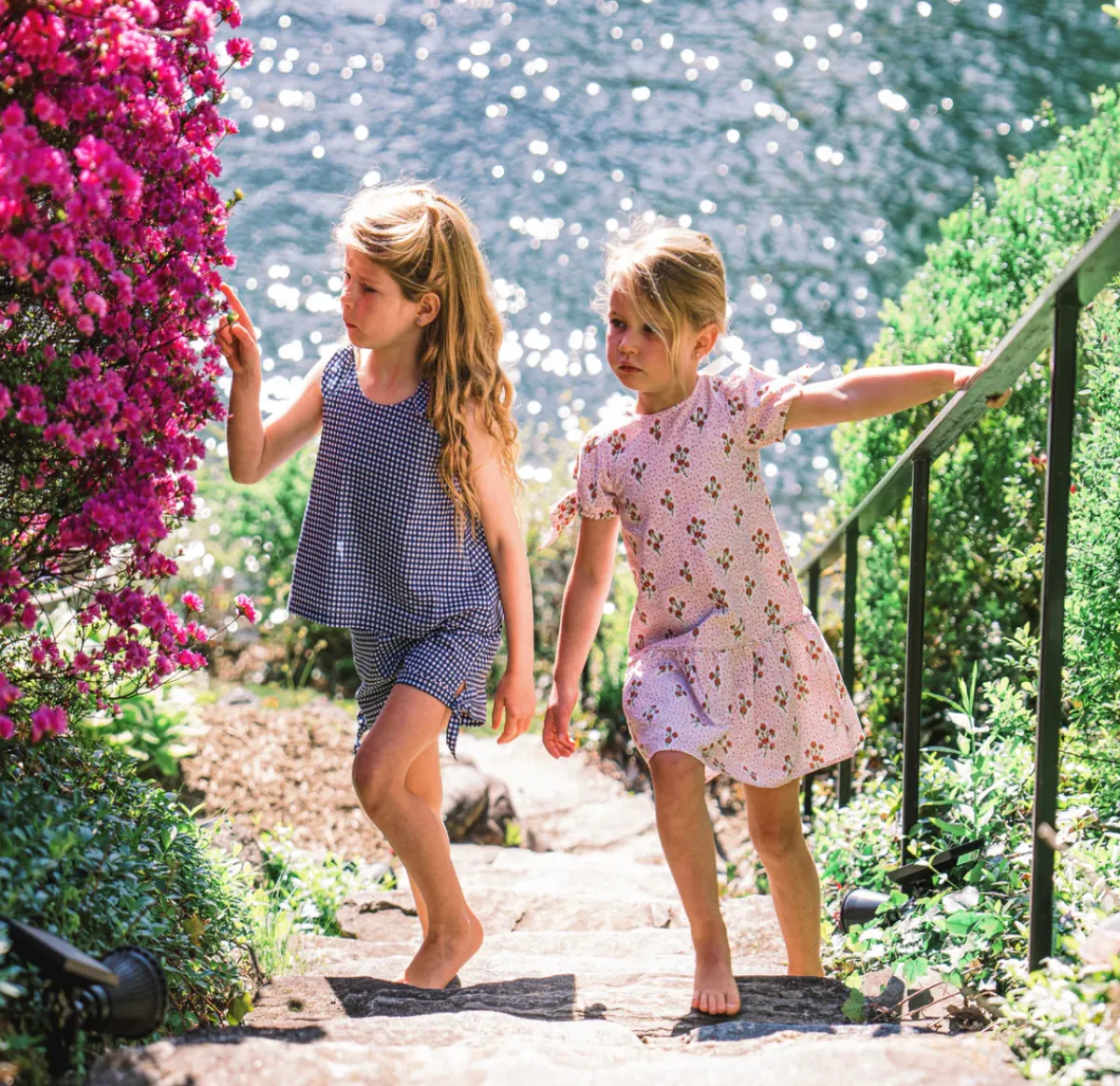 girls_tie_knot_bloomer_se_4.webp minnow Sets<Girls Tie Knot Bloomer Set | Swim Navy Gingham