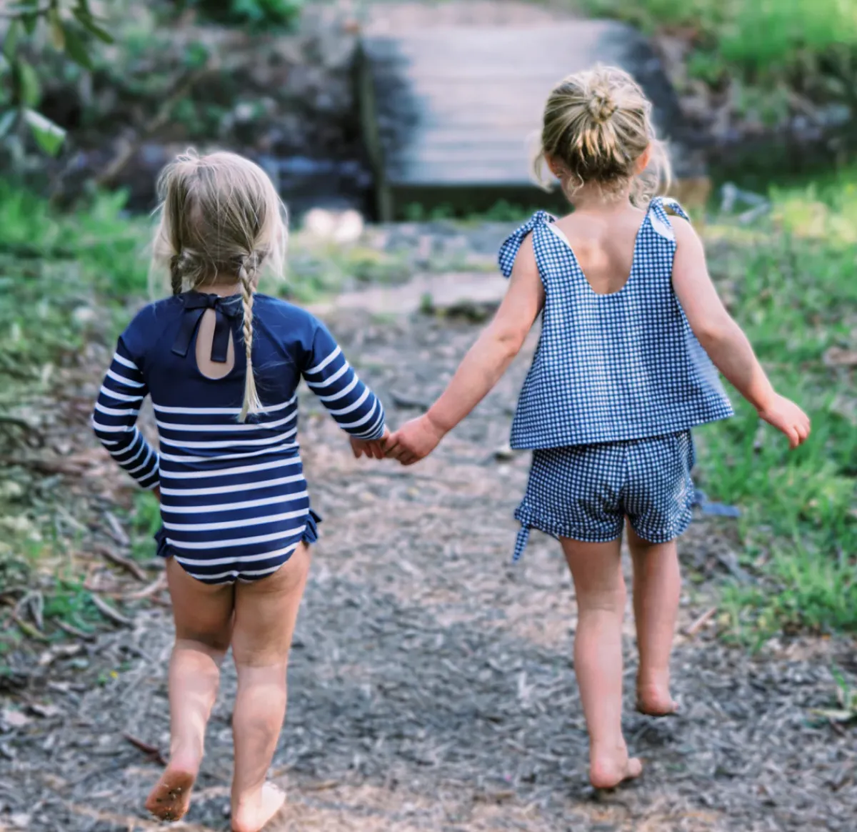 girls_tie_knot_bloomer_se_5.webp minnow Sets<Girls Tie Knot Bloomer Set | Swim Navy Gingham