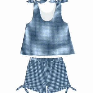 minnow Tops<Girls Tie Knot Bloomer Set | Swim Navy Gingham