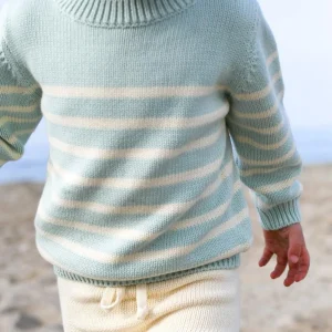 minnow Tops<Knit Sweater Mint And Cream Stripe