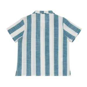minnow Tops< X Fanm Mon Boy's Blue Cabana Linen Shirt Blue Cabana Stripe
