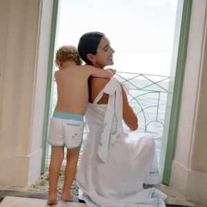 minnow Boardies< X Fanm Mon Boy's Boardie Coconut Grove White