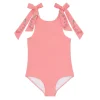 minnow Rashguards< X Fanm Mon Girl's Hibiscus Tie Knot One Piece Coconut Grove White