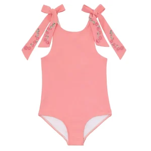 minnow Rashguards< X Fanm Mon Girl's Hibiscus Tie Knot One Piece Coconut Grove White