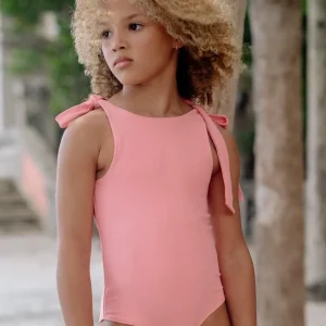 minnow One Pieces< X Fanm Mon Girl's Hibiscus Tie Knot One Piece Coconut Grove White