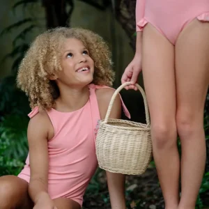 minnow One Pieces< X Fanm Mon Girl's Hibiscus Tie Knot One Piece Coconut Grove White