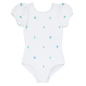 minnow One Pieces< X Fanm Mon Girl's Puff Sleeve One Piece Coconut Grove White