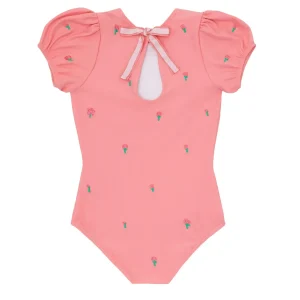 minnow One Pieces< X Fanm Mon Girl's Puff Sleeve One Piece Hibiscus